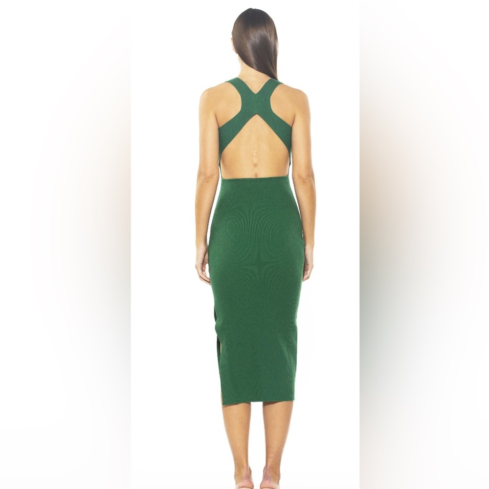 Open back green sweater dress